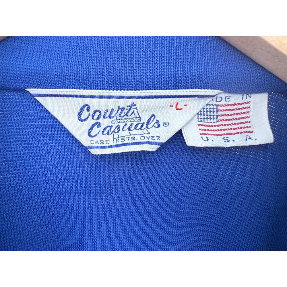 Court Casual Track Jacket Mens Large Blue Yellow Full Zip Vintage USA Made - Picture 3 of 4